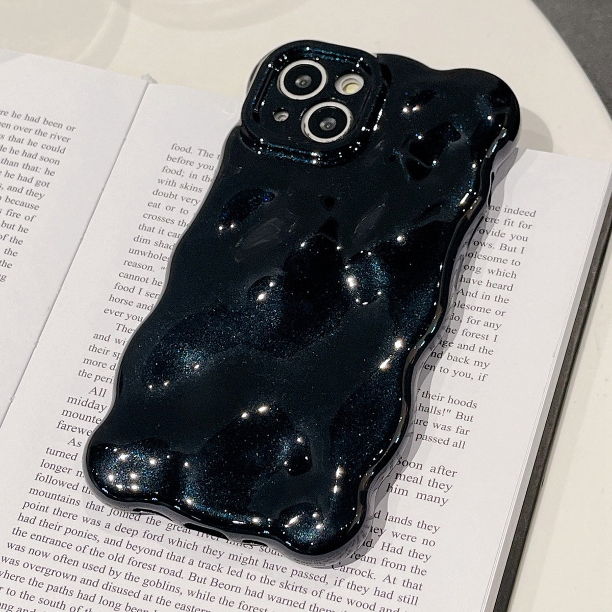ELECTROPRIME For iPhone 15 Plus Wave Bubbles TPU Phone Case(Pearlescent Black)