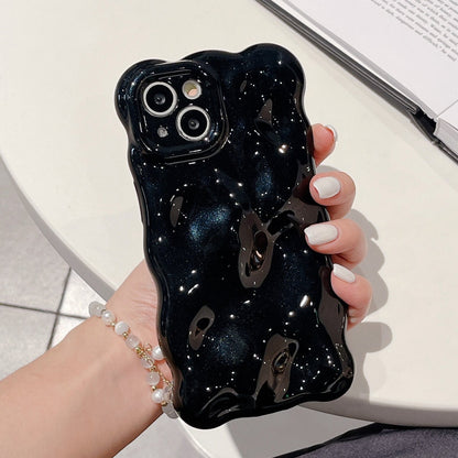 ELECTROPRIME For iPhone 15 Plus Wave Bubbles TPU Phone Case(Pearlescent Black)