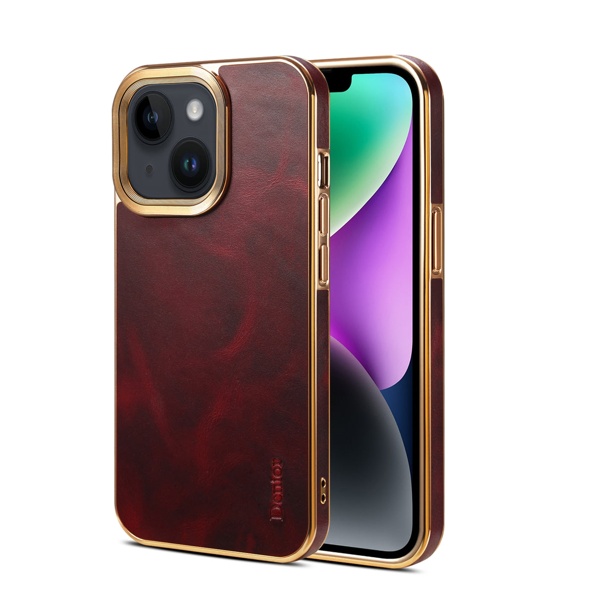 ELECTROPRIME For iPhone 15 Denior Oil Wax Cowhide Plating Phone Case(Red)