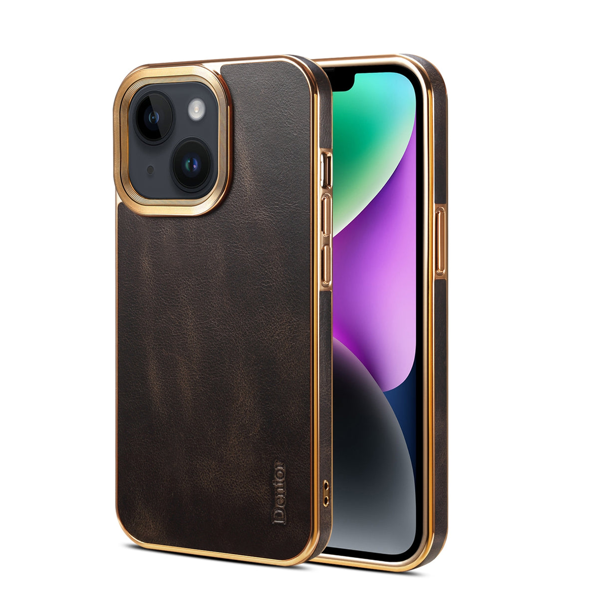 ELECTROPRIME For iPhone 15 Denior Oil Wax Cowhide Plating Phone Case(Black)