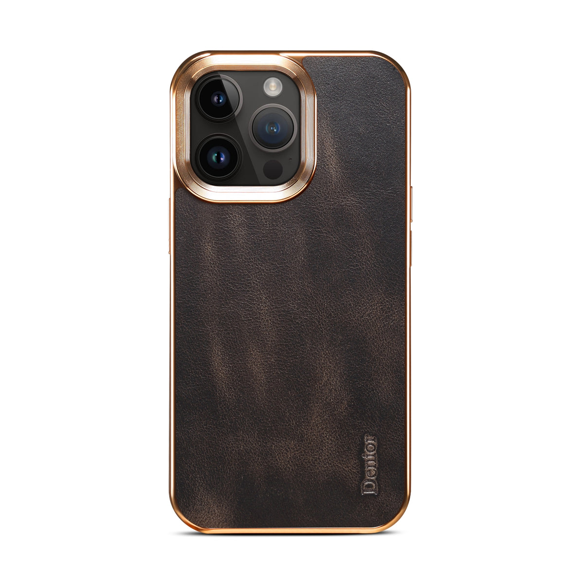 ELECTROPRIME For iPhone 15 Denior Oil Wax Cowhide Plating Phone Case(Black)