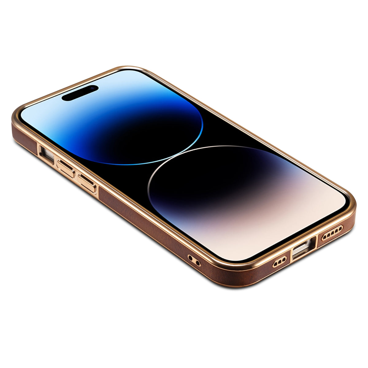ELECTROPRIME For iPhone 15 Denior Oil Wax Cowhide Plating Phone Case(Black)