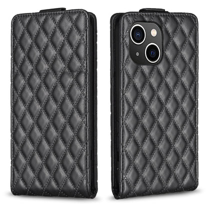 ELECTROPRIME For iPhone 15 Plus Diamond Lattice Vertical Flip Leather Phone Case(Black)