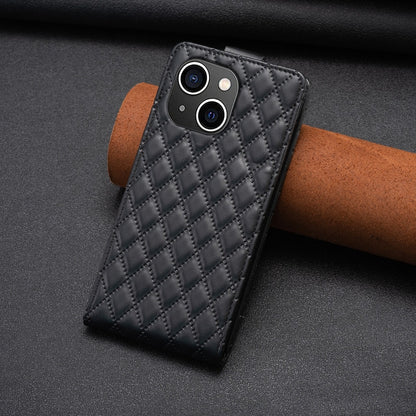 ELECTROPRIME For iPhone 15 Plus Diamond Lattice Vertical Flip Leather Phone Case(Black)