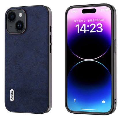 ELECTROPRIME For iPhone 15 ABEEL Dual Color Cowhide Texture PU Phone Case(Blue)
