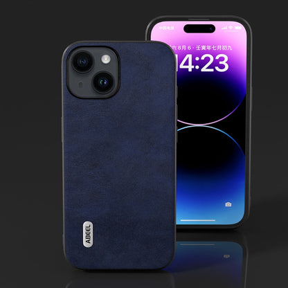 ELECTROPRIME For iPhone 15 ABEEL Dual Color Cowhide Texture PU Phone Case(Blue)