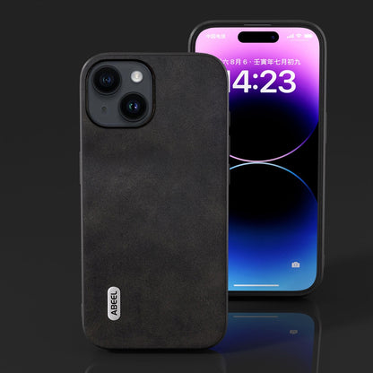 ELECTROPRIME For iPhone 15 ABEEL Dual Color Cowhide Texture PU Phone Case(Black)