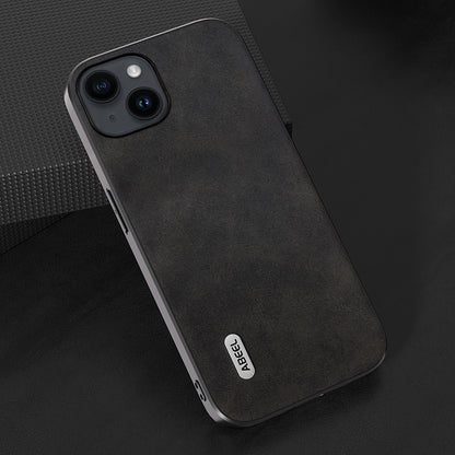 ELECTROPRIME For iPhone 15 ABEEL Dual Color Cowhide Texture PU Phone Case(Black)