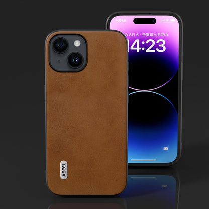 ELECTROPRIME For iPhone 15 ABEEL Dual Color Cowhide Texture PU Phone Case(Brown)