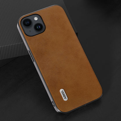 ELECTROPRIME For iPhone 15 ABEEL Dual Color Cowhide Texture PU Phone Case(Brown)