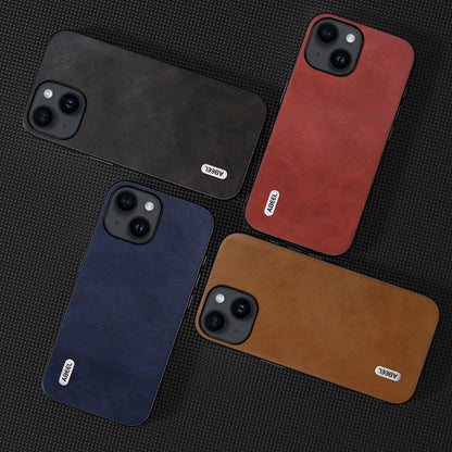 ELECTROPRIME For iPhone 15 ABEEL Dual Color Cowhide Texture PU Phone Case(Brown)