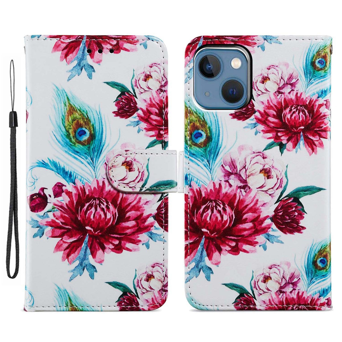ELECTROPRIME For iPhone 15 Plus Colored Drawing Leather Phone Case(Peacock Flower)