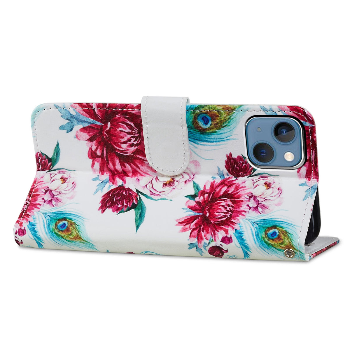 ELECTROPRIME For iPhone 15 Plus Colored Drawing Leather Phone Case(Peacock Flower)