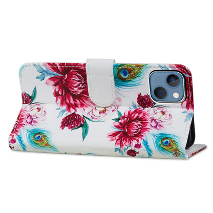 ELECTROPRIME For iPhone 15 Plus Colored Drawing Leather Phone Case(Peacock Flower)