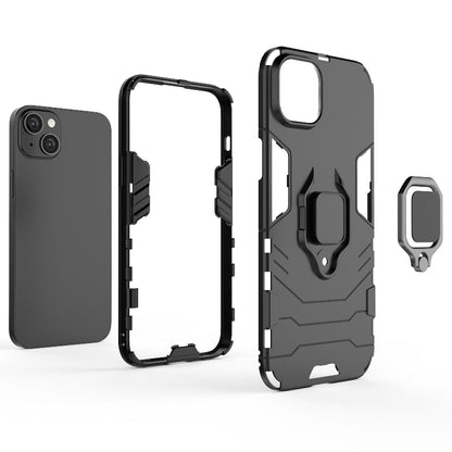 ELECTROPRIME For iPhone 15 Plus Shockproof PC + TPU Holder Phone Case(Navy Blue)