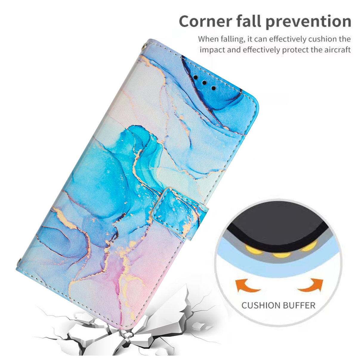ELECTROPRIME For iPhone 15 Plus Painted Marble Pattern Leather Phone Case(Pink Green)