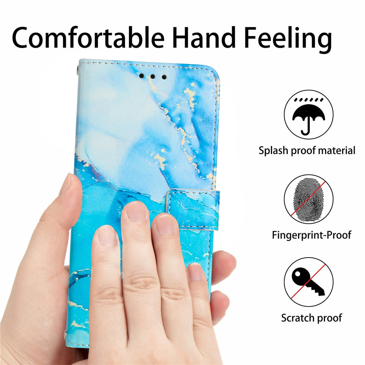 ELECTROPRIME For iPhone 15 Painted Marble Pattern Leather Phone Case(Blue Green)