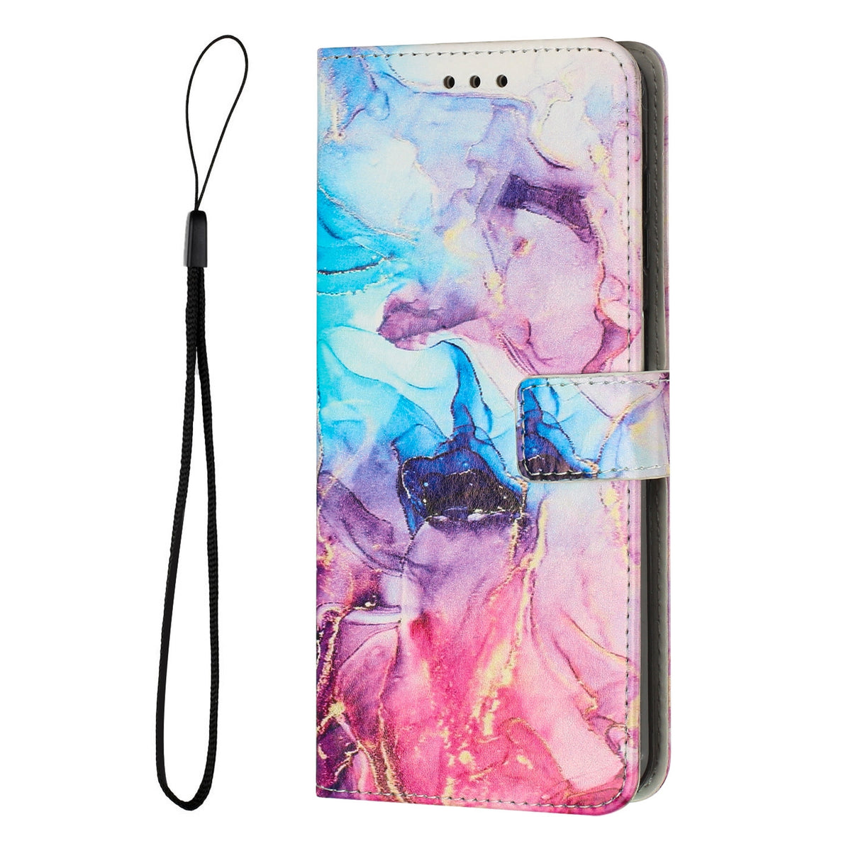 ELECTROPRIME For iPhone 15 Painted Marble Pattern Leather Phone Case(Pink Purple)