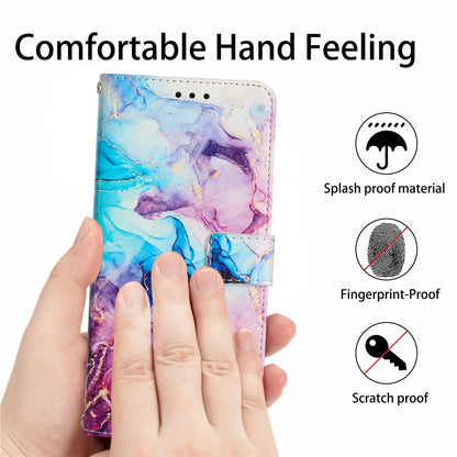 ELECTROPRIME For iPhone 15 Painted Marble Pattern Leather Phone Case(Pink Purple)
