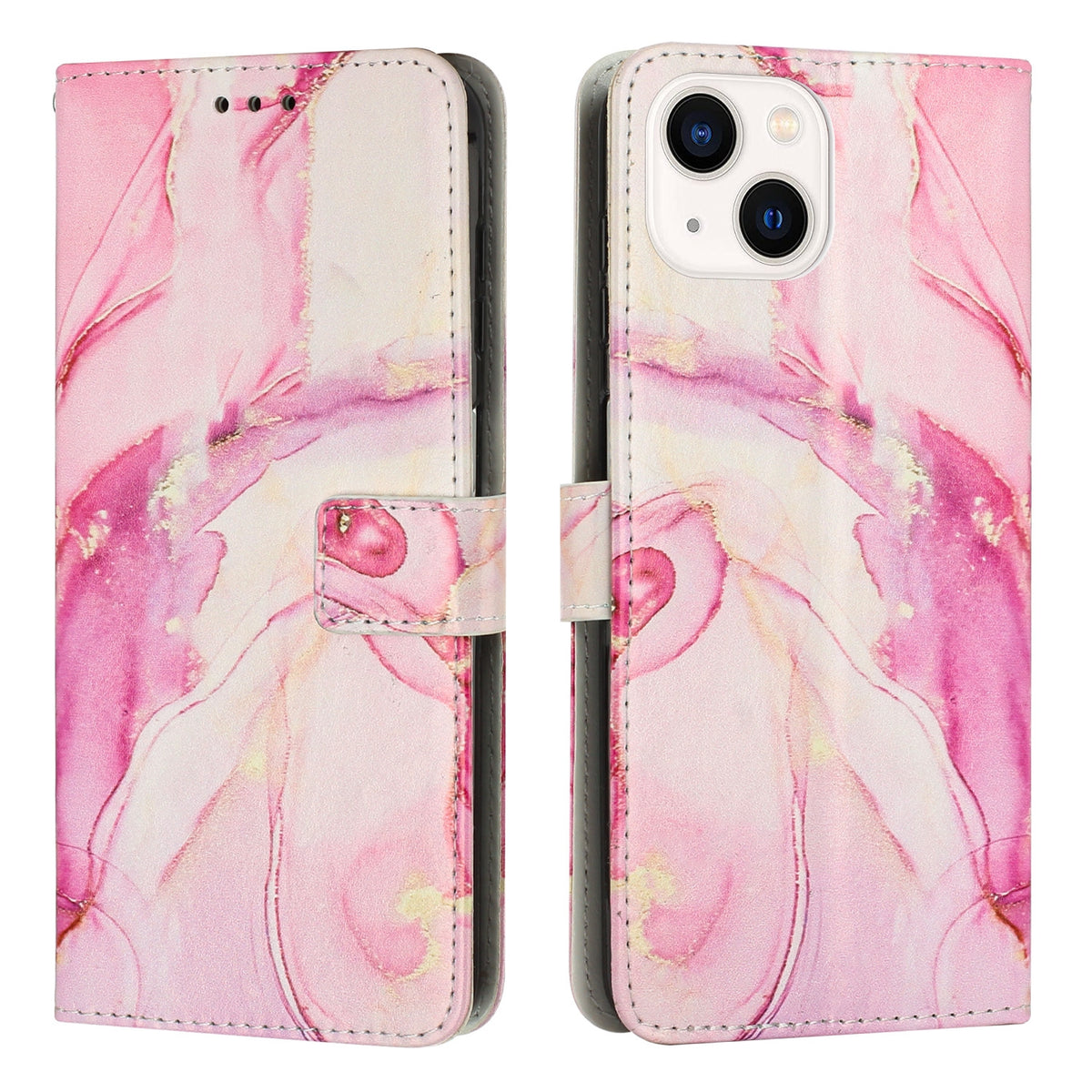 ELECTROPRIME For iPhone 15 Painted Marble Pattern Leather Phone Case(Rose Gold)