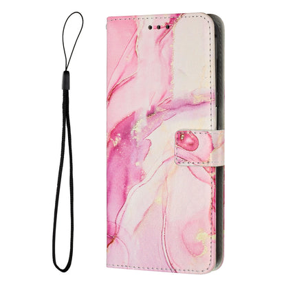 ELECTROPRIME For iPhone 15 Painted Marble Pattern Leather Phone Case(Rose Gold)