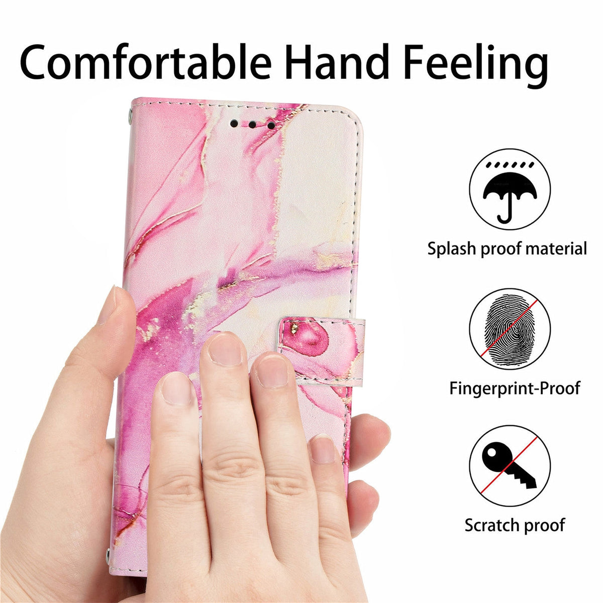ELECTROPRIME For iPhone 15 Painted Marble Pattern Leather Phone Case(Rose Gold)