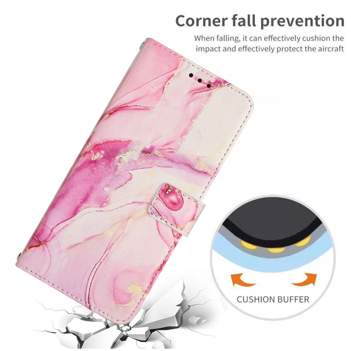 ELECTROPRIME For iPhone 15 Painted Marble Pattern Leather Phone Case(Rose Gold)