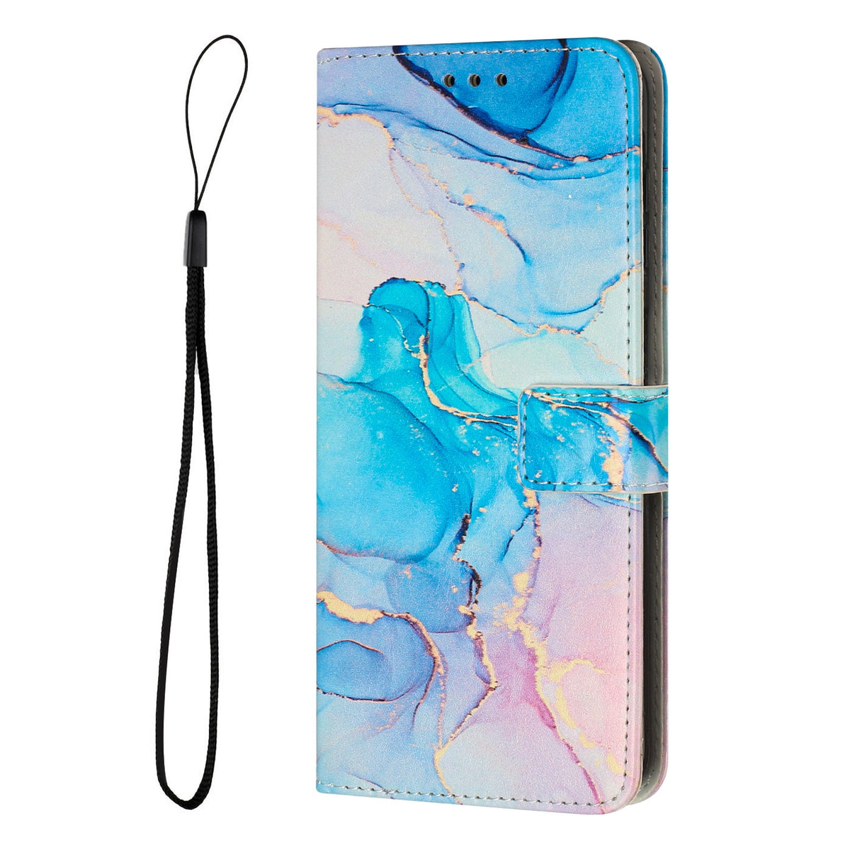 ELECTROPRIME For iPhone 15 Painted Marble Pattern Leather Phone Case(Pink Green)