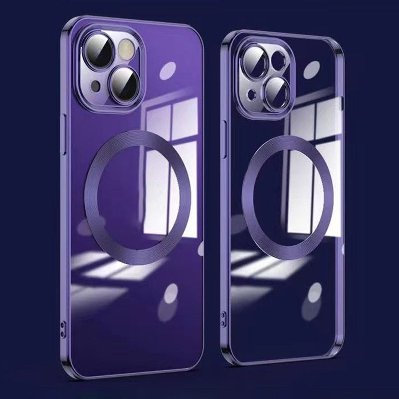 ELECTROPRIME For iPhone 15 Plus Lens Protector MagSafe Electroplated Phone Case(Deep Purple)