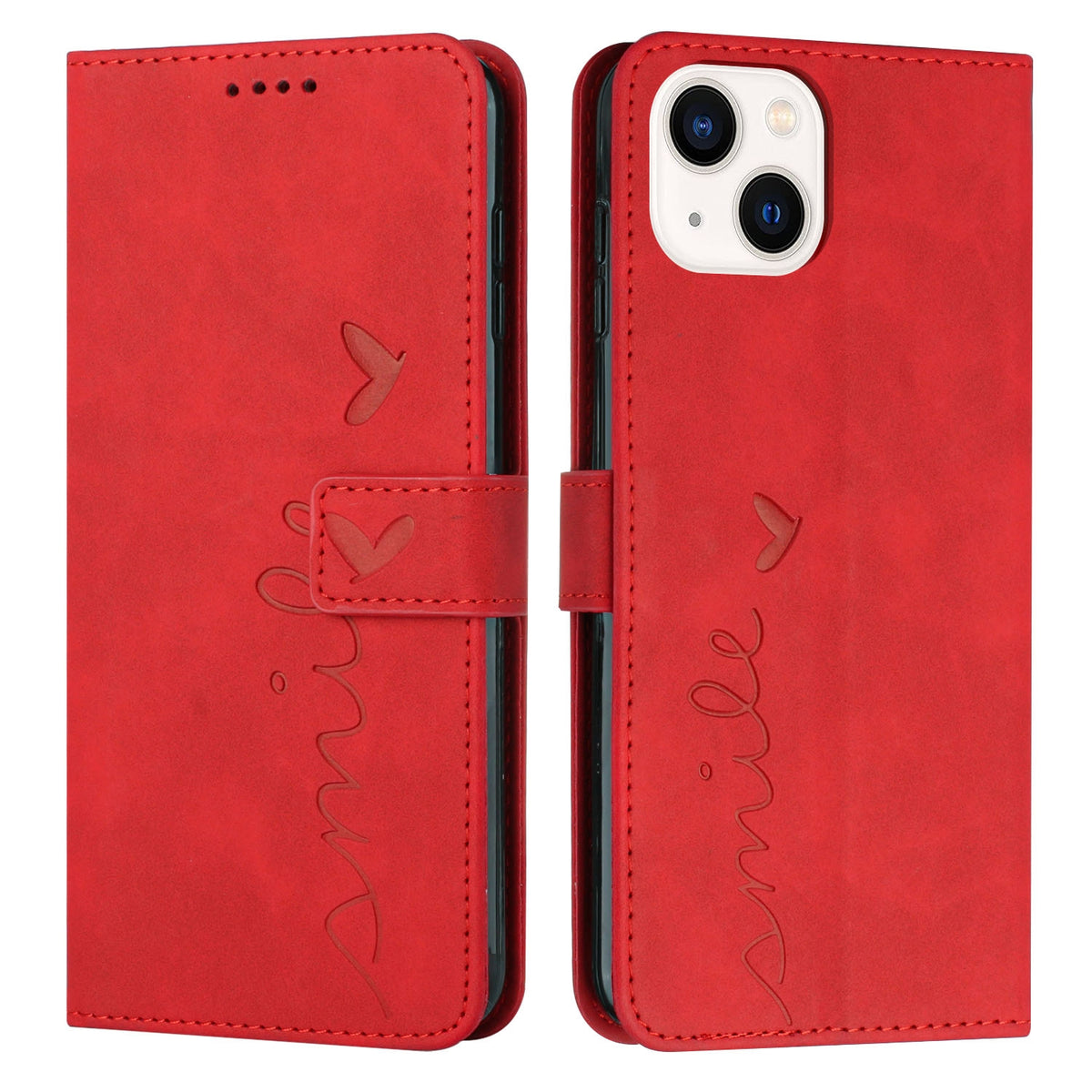 ELECTROPRIME For iPhone 15 Skin Feel Heart Pattern Leather Phone Case(Red)
