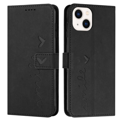ELECTROPRIME For iPhone 15 Skin Feel Heart Pattern Leather Phone Case(Black)