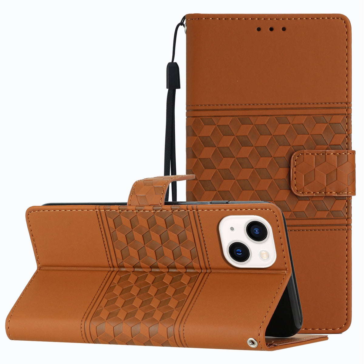 ELECTROPRIME For iPhone 15 Diamond Embossed Skin Feel Leather Phone Case(Brown)