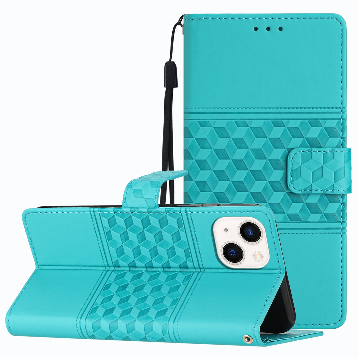 ELECTROPRIME For iPhone 15 Diamond Embossed Skin Feel Leather Phone Case(Blue)