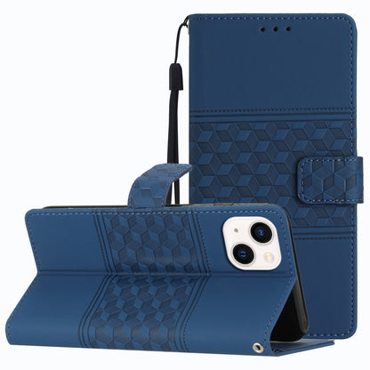 ELECTROPRIME For iPhone 15 Diamond Embossed Skin Feel Leather Phone Case(Dark Blue)