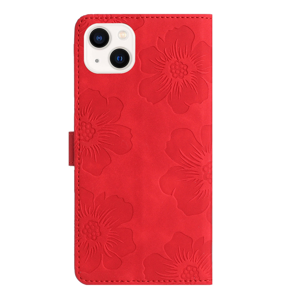 ELECTROPRIME For iPhone 15 Plus Flower Embossing Pattern Leather Phone Case(Red)