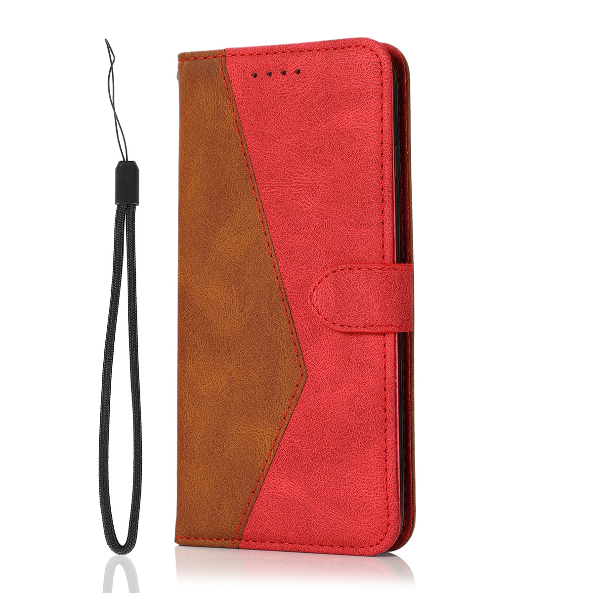 ELECTROPRIME For iPhone 15 Plus Dual-color Stitching Leather Phone Case(Brown Red)