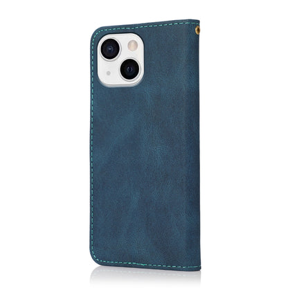 ELECTROPRIME For iPhone 15 Dual-color Stitching Leather Phone Case(Blue Green)