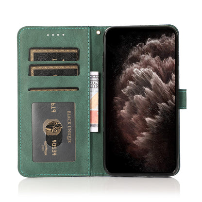 ELECTROPRIME For iPhone 15 Dual-color Stitching Leather Phone Case(Blue Green)