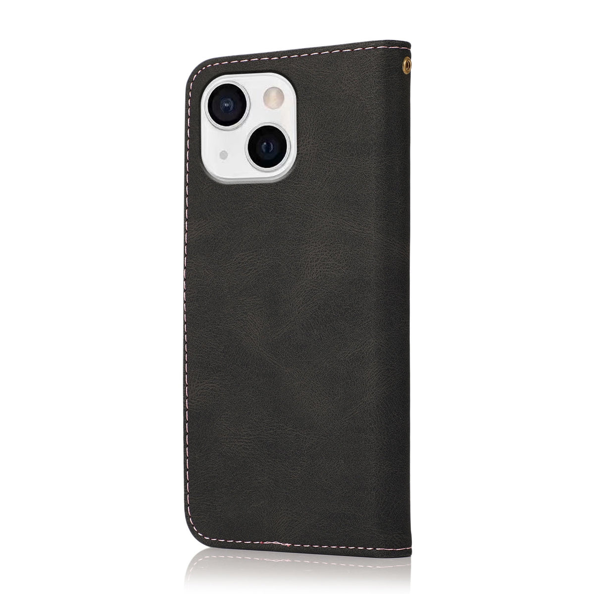 ELECTROPRIME For iPhone 15 Dual-color Stitching Leather Phone Case(Black Rose Gold)