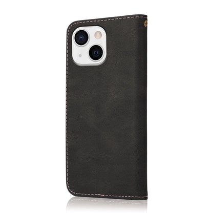 ELECTROPRIME For iPhone 15 Dual-color Stitching Leather Phone Case(Black Rose Gold)