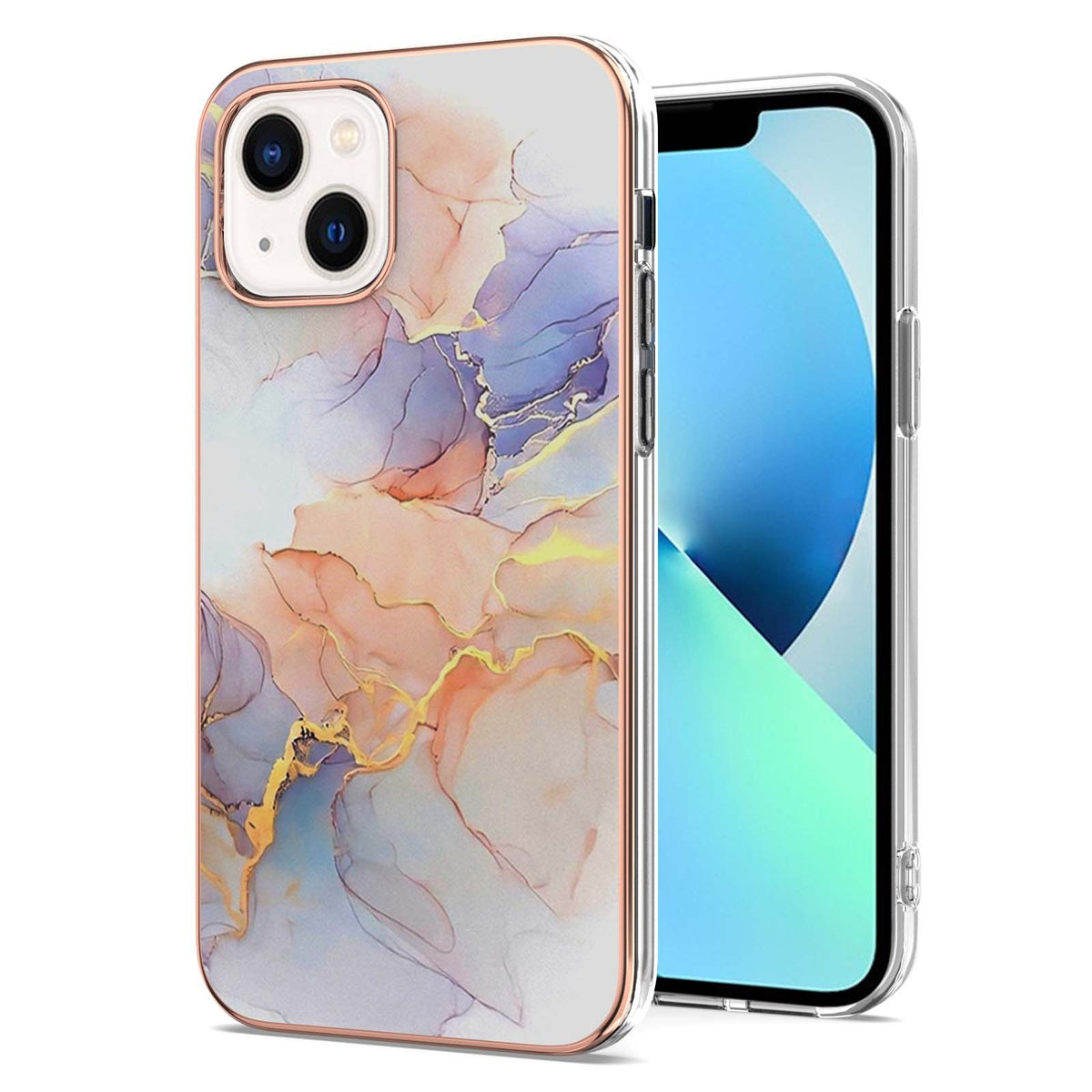 ELECTROPRIME For iPhone 15 Electroplating Pattern IMD TPU Shockproof Case(Milky Way White Marble)