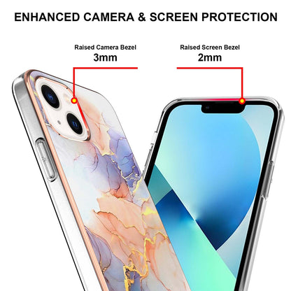 ELECTROPRIME For iPhone 15 Electroplating Pattern IMD TPU Shockproof Case(Milky Way White Marble)