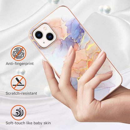 ELECTROPRIME For iPhone 15 Electroplating Pattern IMD TPU Shockproof Case(Milky Way White Marble)