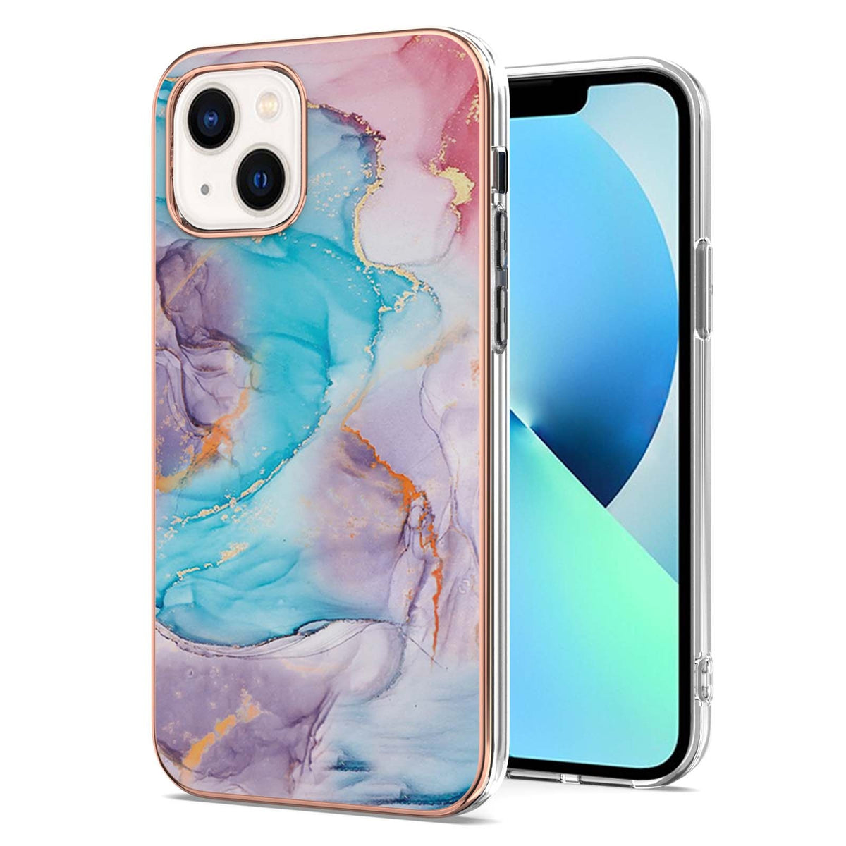 ELECTROPRIME For iPhone 15 Electroplating Pattern IMD TPU Shockproof Case(Milky Way Blue Marble)