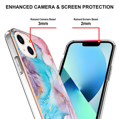 ELECTROPRIME For iPhone 15 Electroplating Pattern IMD TPU Shockproof Case(Milky Way Blue Marble)