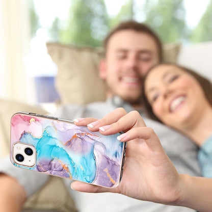 ELECTROPRIME For iPhone 15 Electroplating Pattern IMD TPU Shockproof Case(Milky Way Blue Marble)