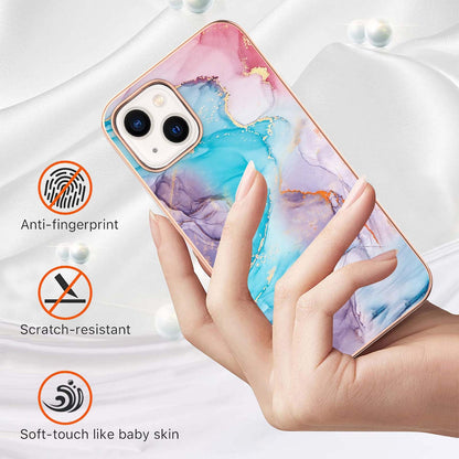 ELECTROPRIME For iPhone 15 Electroplating Pattern IMD TPU Shockproof Case(Milky Way Blue Marble)