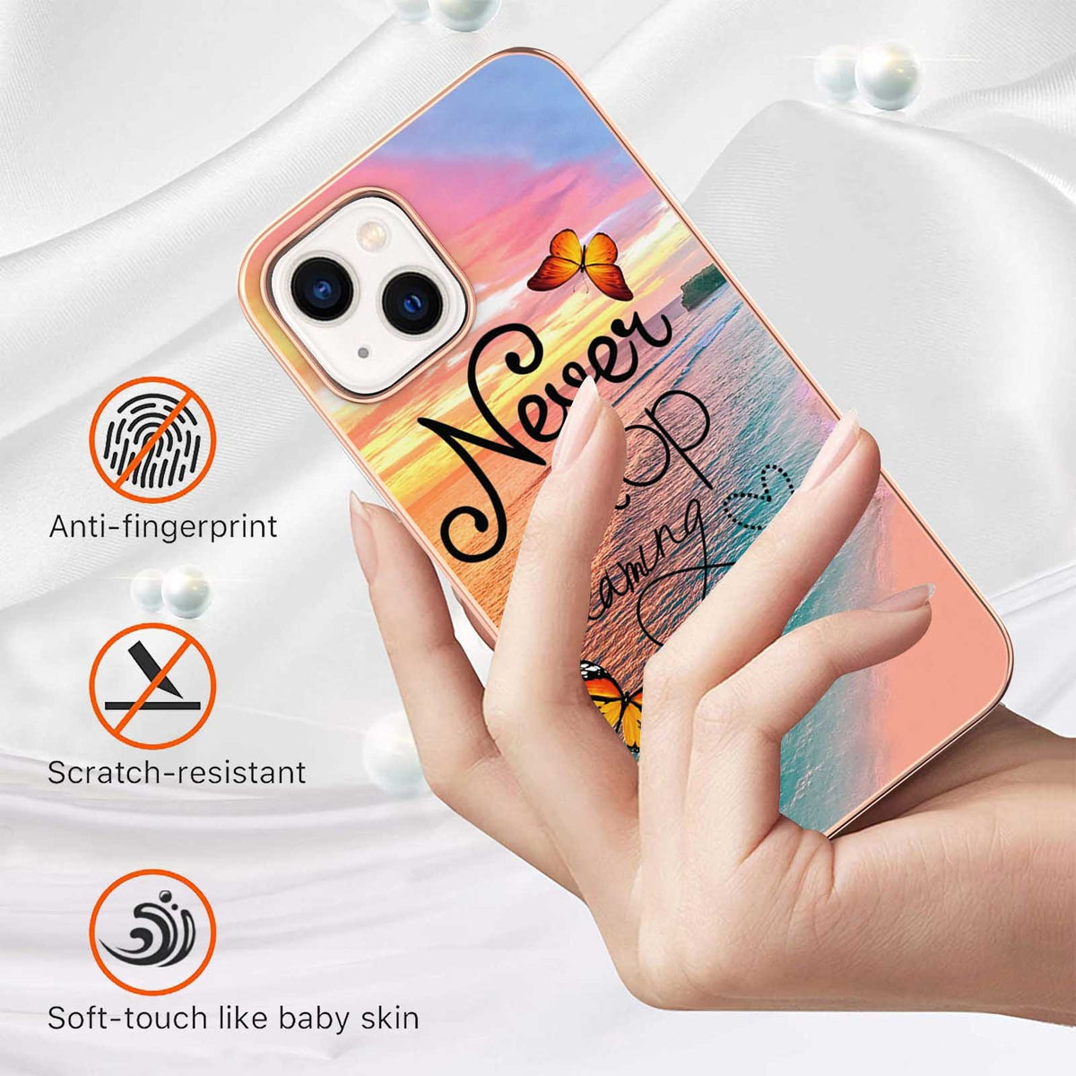 ELECTROPRIME For iPhone 15 Electroplating Pattern IMD TPU Shockproof Case(Dream Chasing Butterfly)