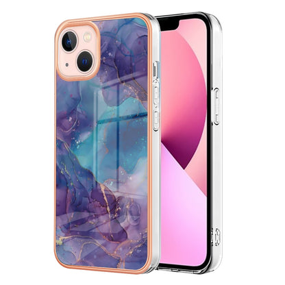 ELECTROPRIME For iPhone 15 Plus Electroplating Marble Dual-side IMD Phone Case(Purple 016)