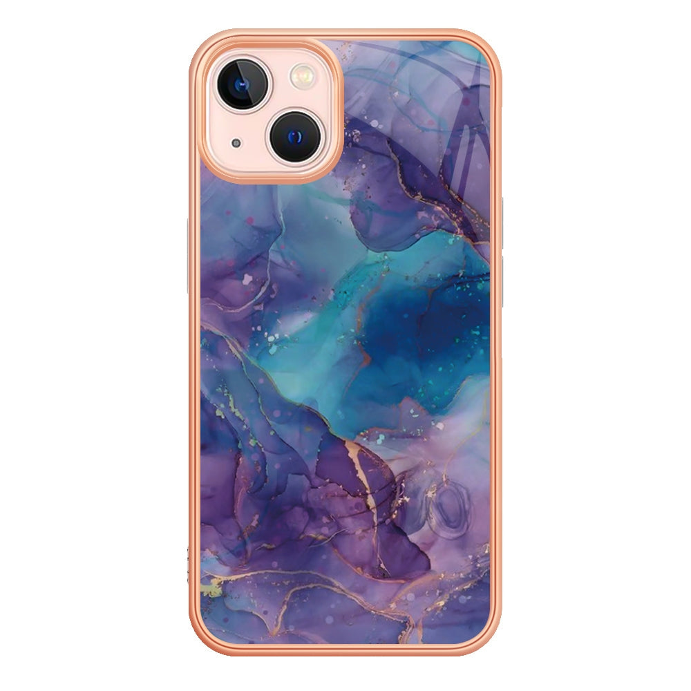 ELECTROPRIME For iPhone 15 Plus Electroplating Marble Dual-side IMD Phone Case(Purple 016)